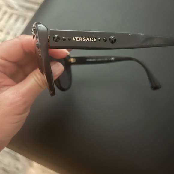 Versace Women's Gray Oversized Crystal-Accented Sunglasses - Picture 4 of 9